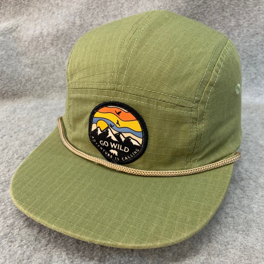 Go Wild Adventure Calling Unisex Green Kids Ripstop 5 Panel Rope Hat OSFM